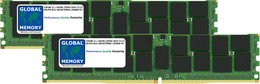 128GB (2 x 64GB) DDR4 2933MHz PC4-23400 288-PIN LOAD REDUCED ECC REGISTERED DIMM (LRDIMM) MEMORY RAM KIT FOR FUJITSU SERVERS/WORKSTATIONS (8 RANK KIT CHIPKILL)